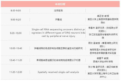 单细胞测序技术与应用专题研讨会时间表